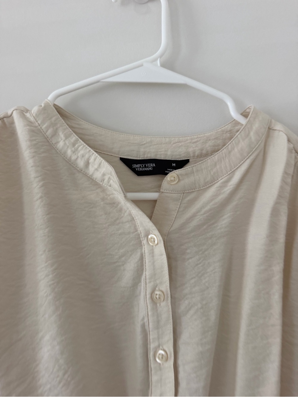 Simply Vera Cream Textured Peplum Top Women’s Medium - Picture 2 of 7
